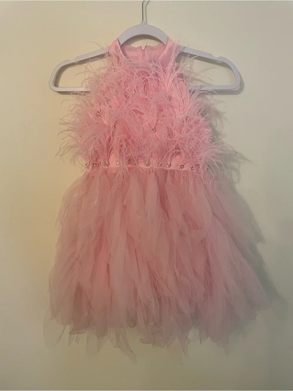 Lola + The Boys Pink Princess Feather Dress Size 8